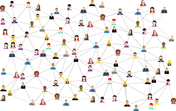 An image showing a large number of people connected